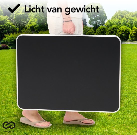 Infinity Goods Table de camping - Pliante - Table de jardin - 80x60x70 cm - Extérieur/intérieur - Poignée de transport - Compacte - Aluminium - Noir