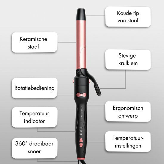 Sansbeauté® 3 en 1 Fer à boucler automatique avec pince - Fer à boucler en céramique - 25mm à 38mm - Beach Waves - Wavy Hair - Curlers 33 38 mm 25 mm - Blowout Brush - Hair Styler - Hair Curler - Crimper fin et épais - Fer à boucler cheveux courts