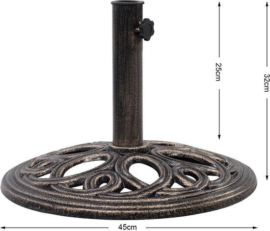 Base de parasol en fonte Coast - Pied de parasol - Hauteur 32 cm - Bronze