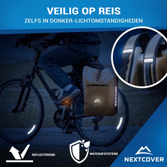 Nextcover® NEW 3in1 Pannier Bag for Carrier [Aquashield] - Sac à bagages, sac à dos et sac à bandoulière [25 Litres] I Sac à dos étanche