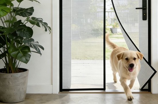 Ceruzo Rideau de porte 100xH260 cm - Magnétique - Rideau à lames - Noir - Velcro - Très haut