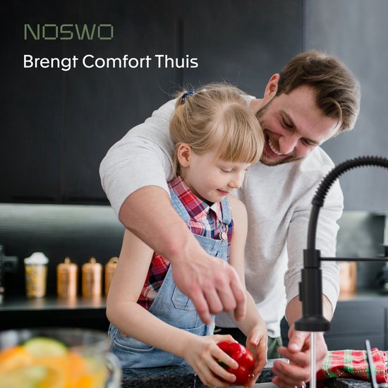 Noswo Mélangeur de cuisine avec bec extractible - Mélangeur de cuisine - Douchette - Extractible - Flexible - Noir