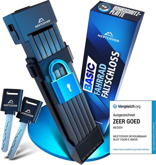 Nextcover Cadenas pliant 100cm FoldBasic| Cadenas pour vélo avec deux clés | Cadenas pour vélo avec support | Cadenas pour vélos, vélos électriques, scooters électriques | SteelSecure Technology 3.0