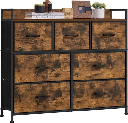 O'DADDY® Meuble de rangement - Buffet - Commode - Industriel - 7 Tiroirs - Commode - 28,5 x 98 x 85 cm - Vintage Brown/Black