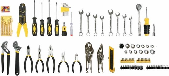 Toolland Mallette à outils remplie, 99 pièces, y compris le contenu, avec 4 incrustations amovibles