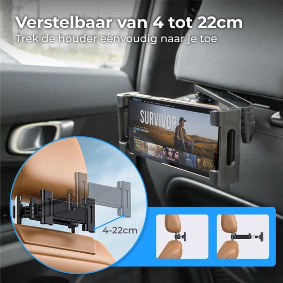 Nuvance - Support de tablette pour voiture - Inclinable et pivotant - Support de tablette - Support d'appui-tête - Convient à la Nintendo Switch et au téléphone