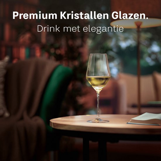 BarDeluxe® Wine Glasses White Wine - Verres en cristal soufflés à la main 420ml - Faits à la main et sans plomb - Verres à vin - 4 pièces - Set de luxe pour le bar ou le dîner