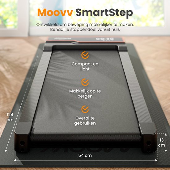 Moovv SmartStep - Tapis de course pour la maison 1-6km/h - Tapis de marche - Bande de marche électrique pour le bureau - Fitness