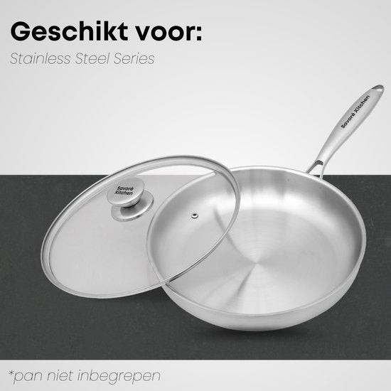 Savoré Kitchen Pan Lid Set 3-piece - Couvercle pour poêle Ø 20, 24, 28 cm - inox - Verre