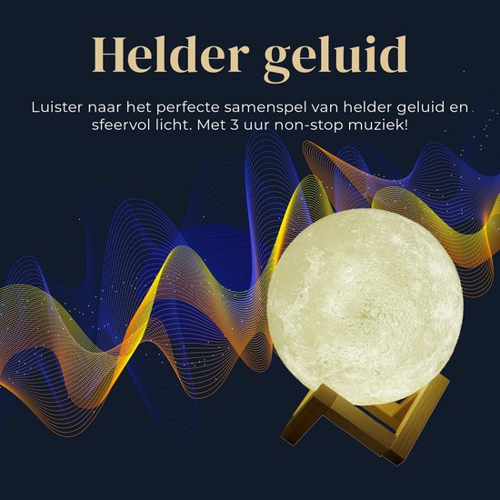 Denver Moon Lamp 3D - Bluetooth Speaker Wireless - Bedroom Table Lamp - Music Sync - Incl. Remote Control - Moon Lamp - LBS150