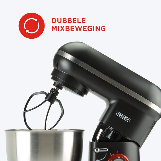 Bourgini Classic Kitchen Chef Robot de cuisine - 4.5L Bol de mixage - Mixeur de cuisine - Robot de cuisine - 1300W- Noir
