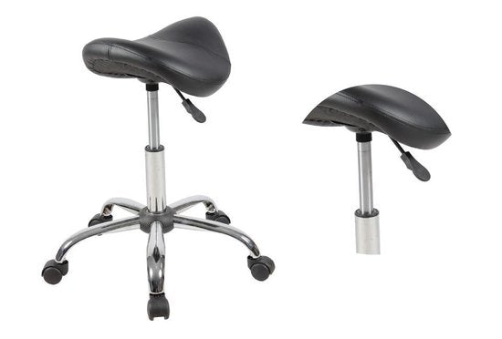 Tabouret selle noir - tabouret de coiffeur - ergonomique - pour dos droit - tabouret