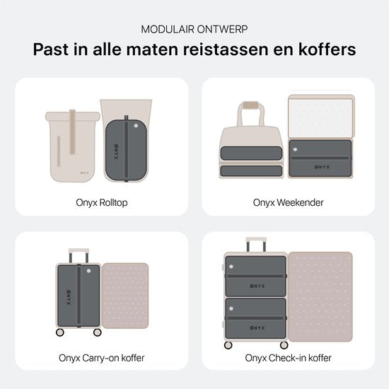 ONYX Aircube™ Vacuum Packing Cube - 1 pièce - Comprend une pompe de compression sans fil - Pour les valises et les sacs - Organisateur de valises - Compression des bagages et des sacs à dos - Gris