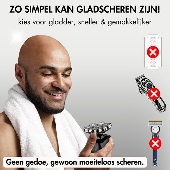 Rasoir 6-en-1 pour homme - Tondeuse - Tondeuse - Sansbeauté® Skull Sharp PRO - Rasoir électrique pour le visage et la tête - Rasage de la tête - Wet & Dry - Chargement sans fil - Électrique