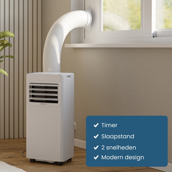 Auronic Mobile Air Conditioner - 7,000 BTU - 3-en-1 - Climatisation avec 2 kits d'étanchéité de fenêtre - Ventilateur - Déshumidificateur - refroidit jusqu'à 20m² - Blanc