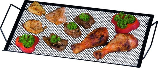 BBQ collection Grille et plateau pour barbecue - 40 x 20 x 3 cm - Pour poisson, viande et légumes - Métal - Noir