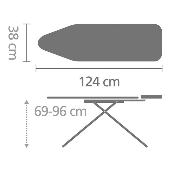 Brabantia planche à repasser B - 124 x 38 cm, pour fer à vapeur - Fresh Breeze