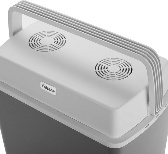 Tristar Coolbox KB-7424 - Glacière 22 litres - Légère avec poignée - Système de refroidissement thermoélectrique - Avec prise 12V pour le voyage et la voiture - Transformable en prise 230V - Gris
