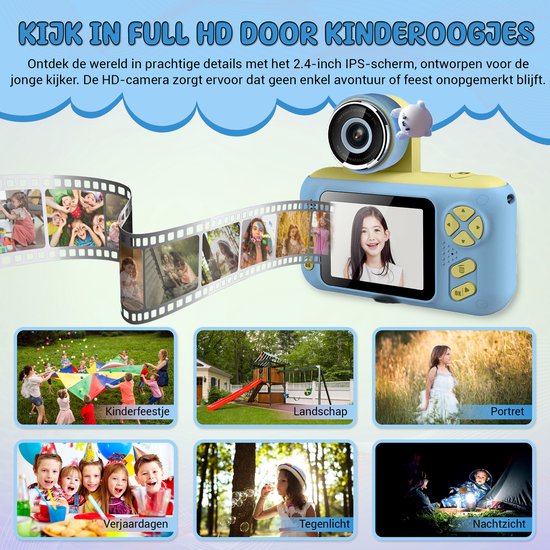 K&L Digital Kids Camera Kids - Caméra vlog pour enfants - Caméras numériques pour enfants - Caméras pour enfants - Caméra pour enfants - Bleu