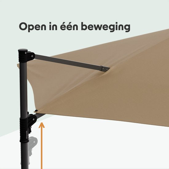 Parasol - LifeGoods - Ø300 cm - 30° inclinable - One-push System - Imperméable - avec housse - Taupe