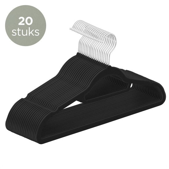 O'DADDY® Velvet Coat Hangers - Cintres - 20 pièces - Antidérapant - 43,5 cm - Cintres en plastique - Noir
