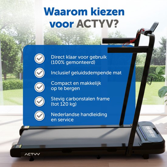ACTYV Tapis de course pliable 1-12km/h - Avec huile de lubrification, tapis de protection - Tapis de course - Tapis de marche - Pour la maison - Électrique - Pliable