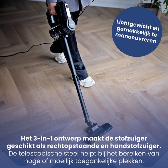 Nexxt 3-in-1 Aspirateur filaire avec manche télescopique et aspirateur à main - Aspirateur à manche extensible avec technologie cyclonique - Filtre HEPA - 600 watts