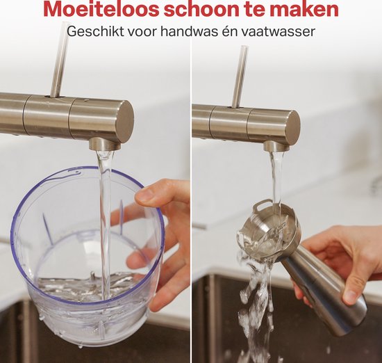 Pied mixeur - AoraKitchen - Set de 6 Piece - 1000W - Turbo - Mousseur à lait - Hachoir - Verre doseur - Fouet