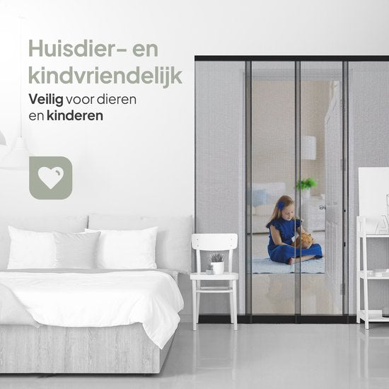 O'DADDY® Fly Curtain Slatted Screen - 150x260 cm - Rideau de porte - Design ajustable - Fibre de verre - Moustiquaire de porte noire