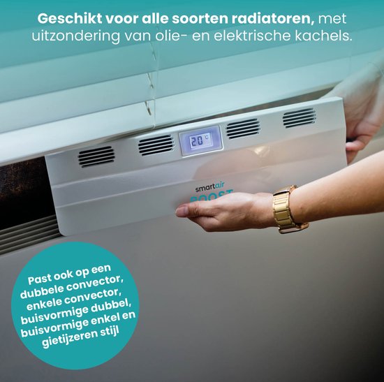 Ventilateur de radiateur - SmartAir - Répartiteur d'air chaud - Universel - Économe en énergie - Sans fil - Blanc