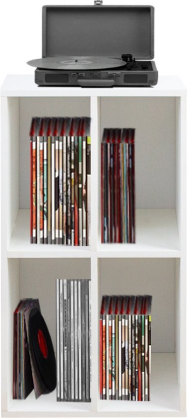 Meuble à disques vinyle - rangement disques lp - meuble tourne-disques - blanc
