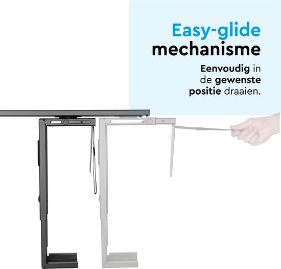 BRASQ Universal CPU Holder Black - Support CPU réglable - Gestion des câbles - Rotation à 360 degrés - Capacité 10 KG