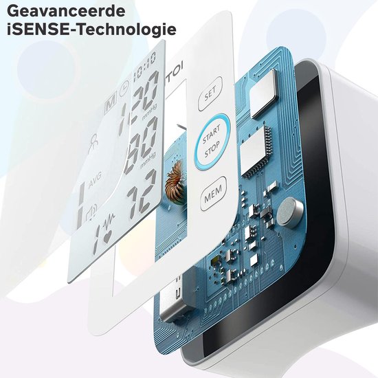 Bintoi® BX200 - Tensiomètre pour le bras - Cardiofréquencemètre - Sac de rangement et piles inclus - 2 utilisateurs