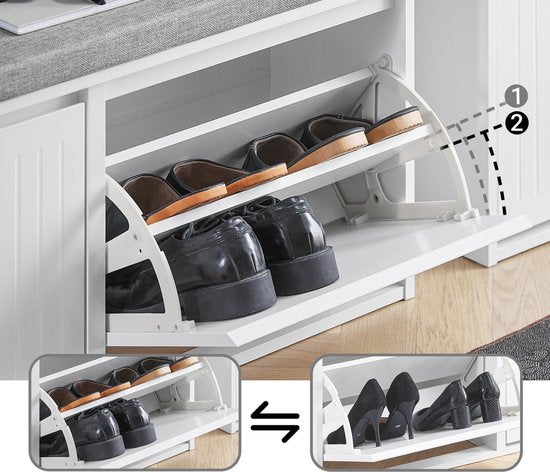 SoBuy FSR98-XL-W Banc à chaussures - Blanc Banc de rangement avec rabats et banc