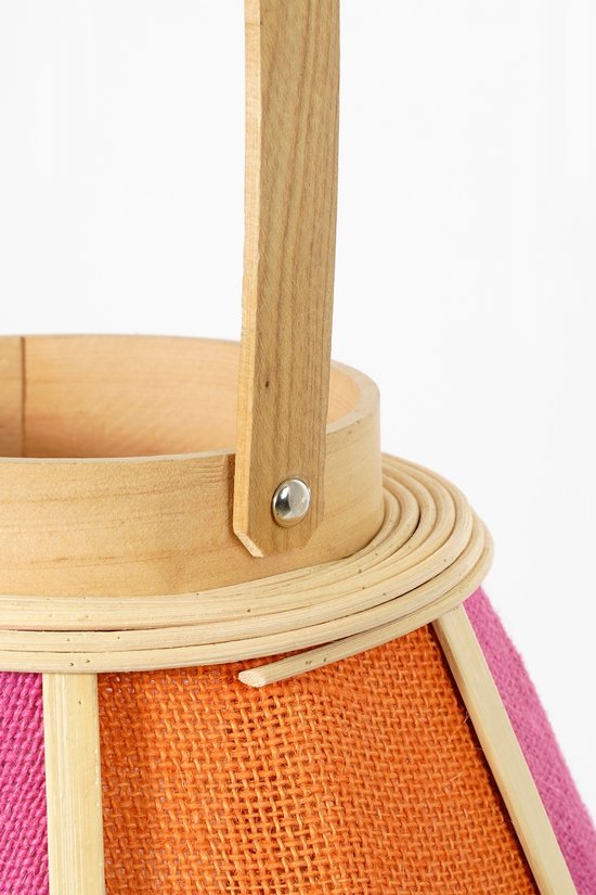 Mica Decorations Lanterne Roger - H45 x Ø32 cm - Jute - Fuchsia, Orange