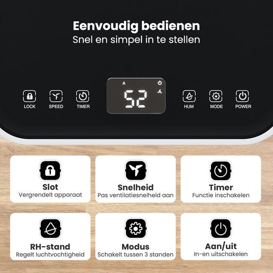 Déshumidificateur Auronic - Série compacte - 10L par jour - Fonction Lavage-Séchage - Chambre à coucher, salle de bain et salon - Blanc