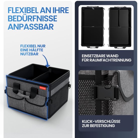 HELDENWERK Organisateur de bottes premium avec couvercle, robuste et antidérapant - Sac à bottes pliable, grand avec double fond - Coffre, boîte d'organisation de bottes