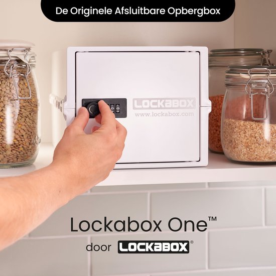 Lockabox One™ Boîte de rangement avec serrure à chiffres - Armoire à pharmacie verrouillable - Coffre-fort en polycarbonate - Résistant au réfrigérateur et au congélateur - 10,5 litres - 31 x 21 x 17 cm.
