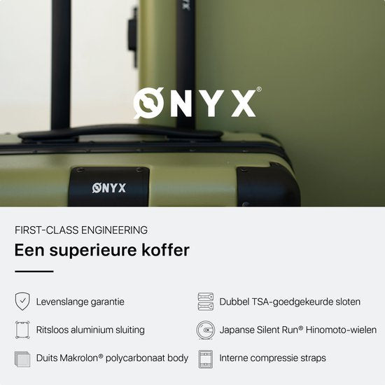 ONYX Hybrid Pro Hand Luggage Suitcase with Front Pocket 38 Litres - Recycled Polycarbonate and Zipperless Design - Travel Suitcase with TSA Lock and Spinner Wheels - Lightweight Trolley with Laptop Compartment - Olive Green (Valise de voyage avec serrure