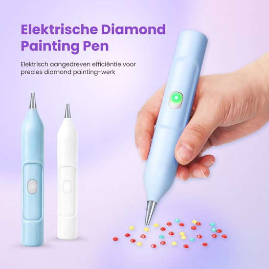 Rubye® - Stylo de peinture électrique pour diamants - Avec technologie d'aspiration - Rechargeable via USB-C - Confortable à utiliser - Pour pierres rondes et carrées - Bleu