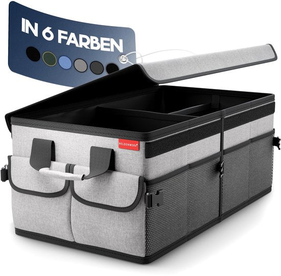 HELDENWERK Organisateur de bottes premium avec couvercle, robuste et antidérapant - Sac à bottes pliable, grand avec double fond - Coffre, boîte d'organisation de bottes
