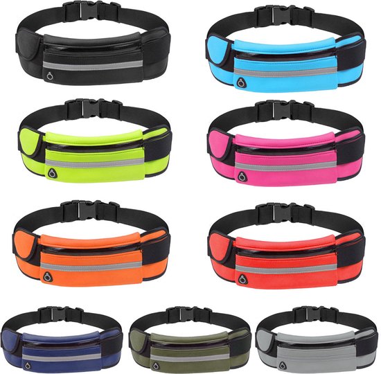 Ceinture de course Garpex® - Sac banane - Support de téléphone pour la course - Sac de course - Sac banane pour femmes et hommes - Course à pied - Taille unique - Noir