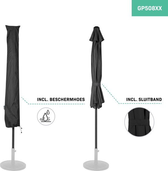 VONROC Premium Parasol Magione - Parasol de balcon durable - Semi-circulaire 270x135cm - Toile résistante aux UV - Anthracite/Noir - Housse de protection incluse