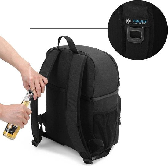 Sac à dos isotherme (28L) - Contient 16 canettes - Sac à lunch pour femmes et hommes - Noir
