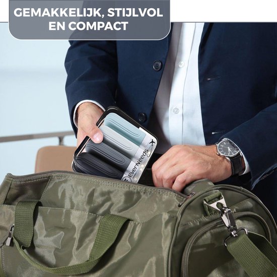 EverNeeds Bouteilles de voyage avec étui - rechargeables - Bouteilles de voyage en silicone pour bagages à main - gris - 4 pièces