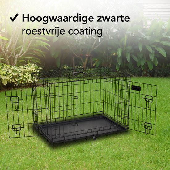 Brixy Dog Bench - Banc pour chien - Taille S - Pliable - 61 x 43 x 49 CM - 2 portes - Noir