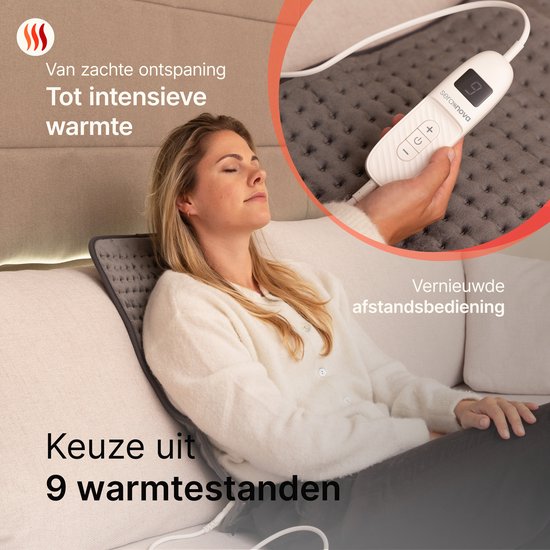Seranova Coussin chauffant électrique pour le dos, les pieds, la nuque, les épaules, l'abdomen - Coussin chauffant - Coussin chauffant - Machine à laver - 60x30cm - Gris foncé