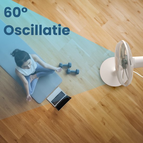 Auronic Ventilateur sur trépied - Ventilateur sur pied - Refroidisseur d'air - Ventilateur de sol et de table - 3 en 1 - 12 vitesses - Ventilateur silencieux - Ventilateur - Avec télécommande - Blanc