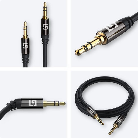 LifeGoods AUX Cable - Câble audio 0.5M - 3.5mm - Mâle à Mâle - Noir