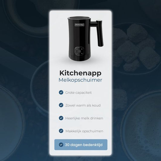KitchenApp Mousseur à lait électrique - Mousse et chauffe - Noir